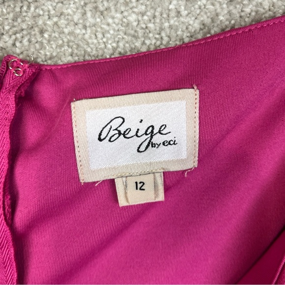 Beige by Eci Dress Womens 12 Pink Stretch Back Zip Polyester Blend NEW- 8767* - Picture 5 of 14